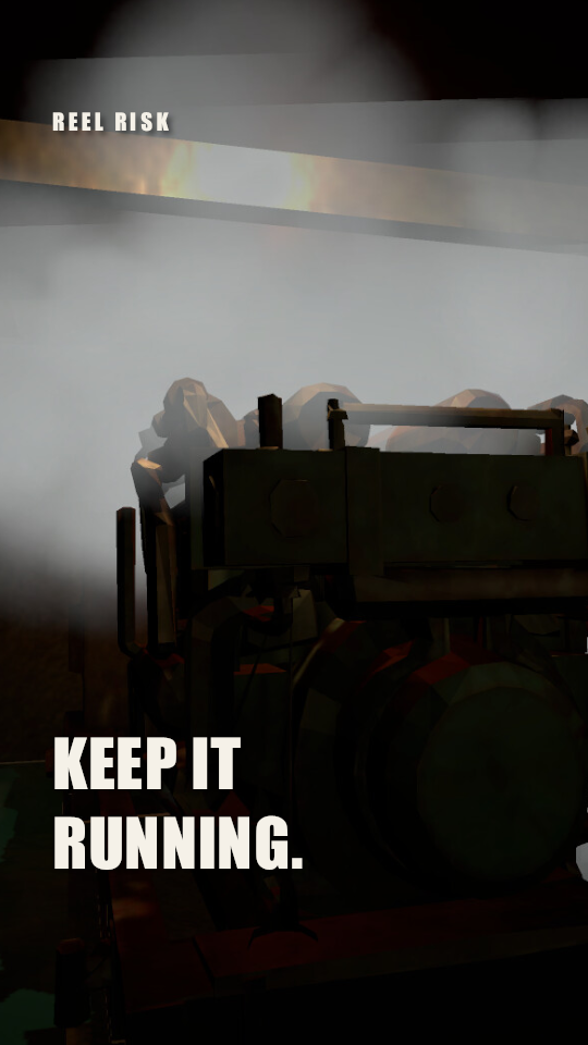 A frame from the Reel Risk ten-second Short, showing the boat’s engine